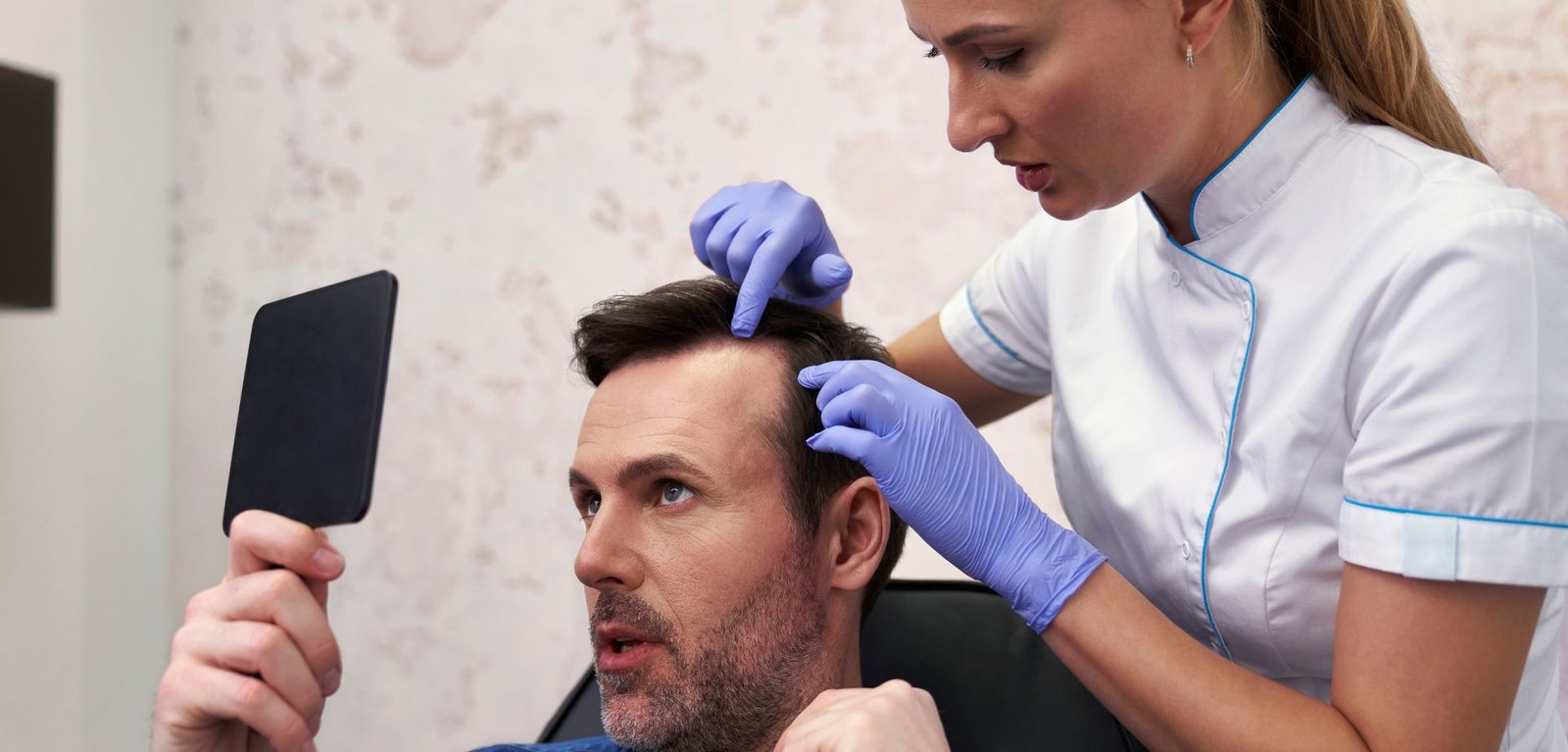Mujer consultando a un especialista en salud capilar para prevenir la caída del cabello.